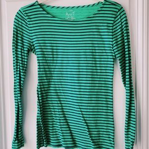 green and navy striped long sleeve from jcrew
